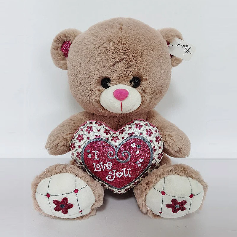 Color brilliancy white/brown teddy bear holding red heart with i love you in hand bear animal stuffed plush toy