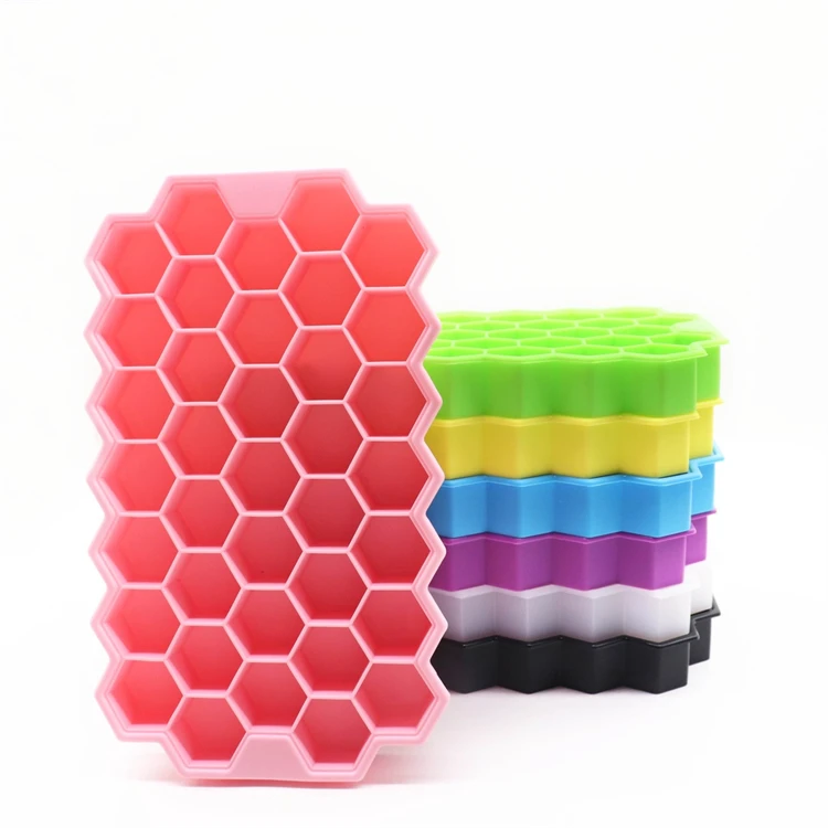 37 Holes Silicone Honeycomb Ice Tray with Lid / Honeycomb Silicone Ice Cube Mould with Cover / DIY Ice Bar Tool