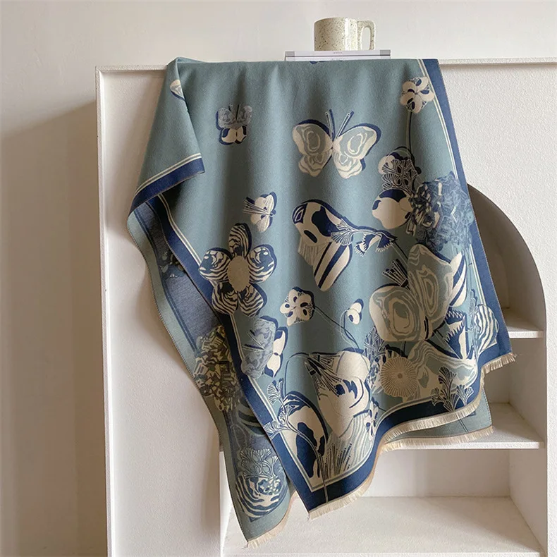 Fashion italian warm scarf for women geometric horse pattern thick cashmere neck scarves luxury designer winter pashmina shawls