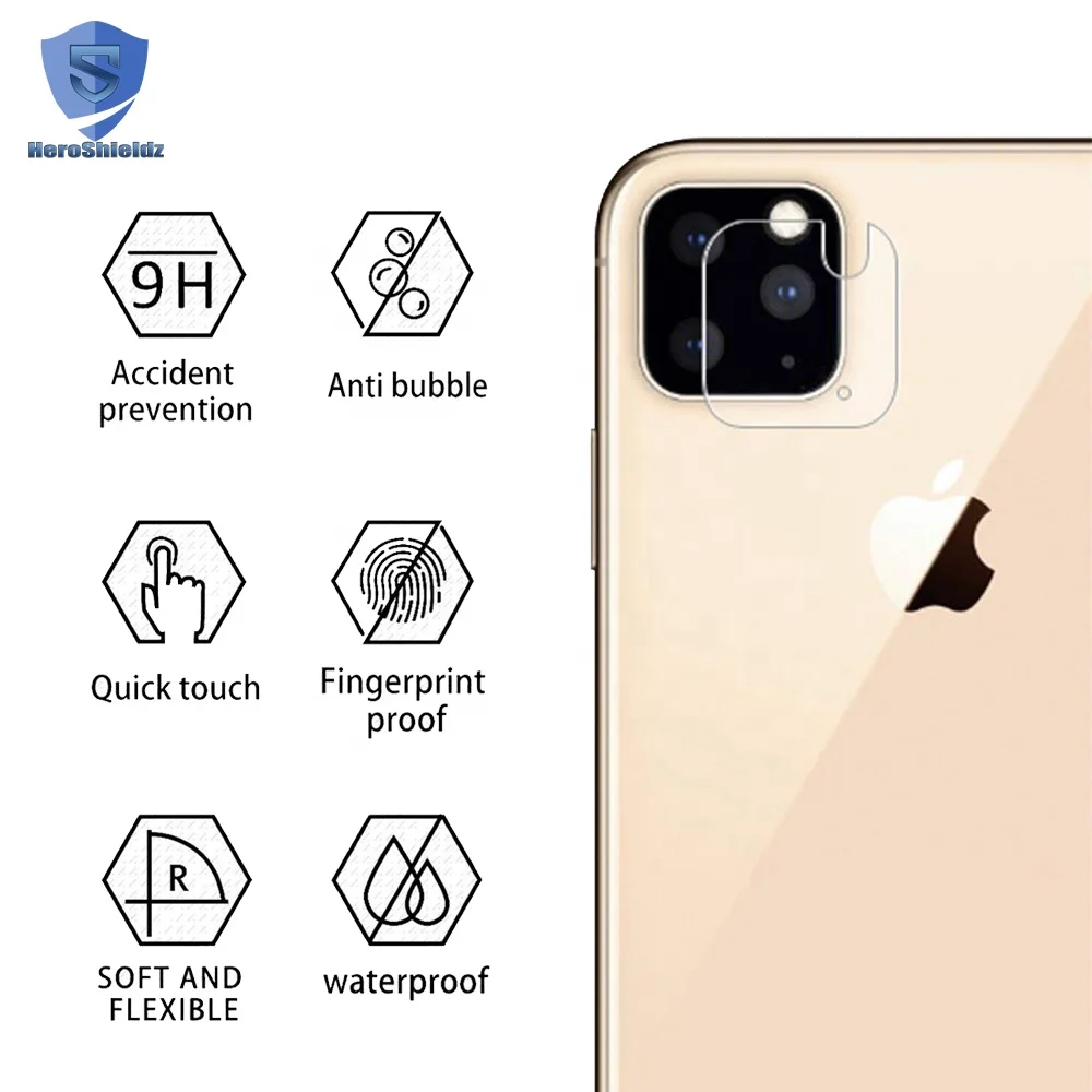 
2019 New 9H High Clear Camera Lens Glass Protector For iPhone 11, 2.5D Glass Transparent Camera Lens Protector for iPhone 11 Pro 