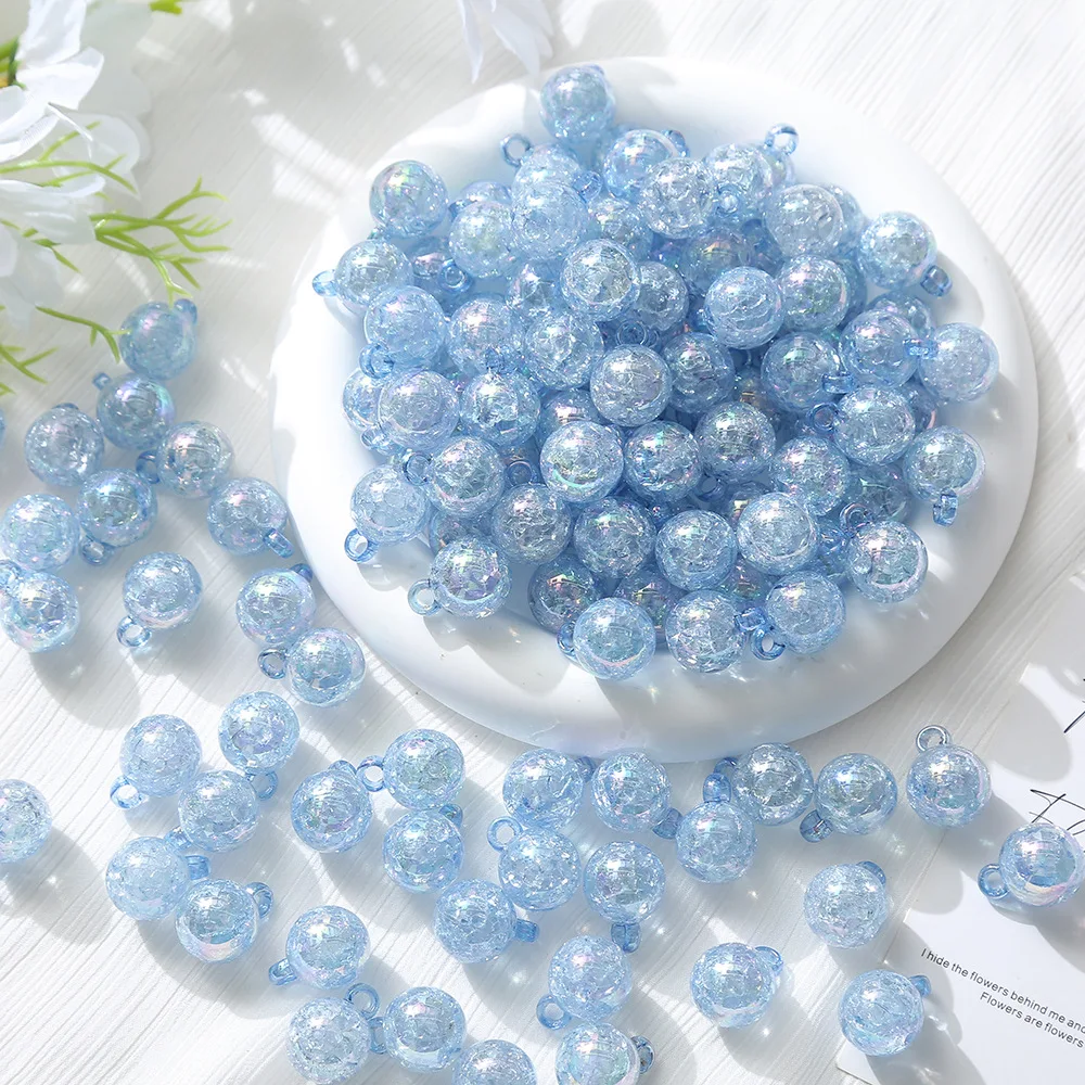 200pcs Bagged 16mm Plastic Round Acrylic Beads Handmade Jewelry DIY Ornament Material with Transparent Hole Plating Color