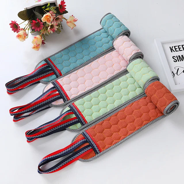 Loofah Body Massager Belt Silicone Scrubber and Bath Shower Wash Belt Brush Exfoliating Cleaning Features Belt Towel Natural