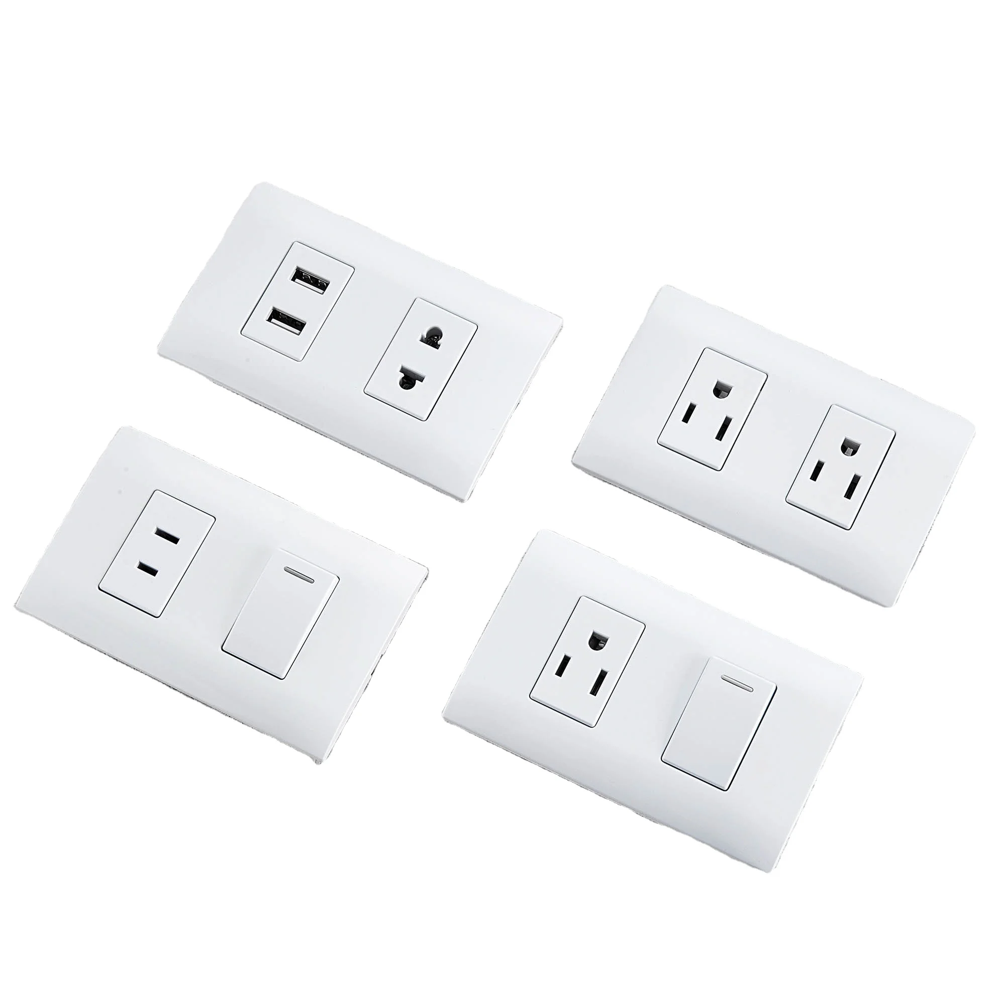 AH Series White colormulti plug socket American and Italy standard best price electric wall switch with electric socket usb