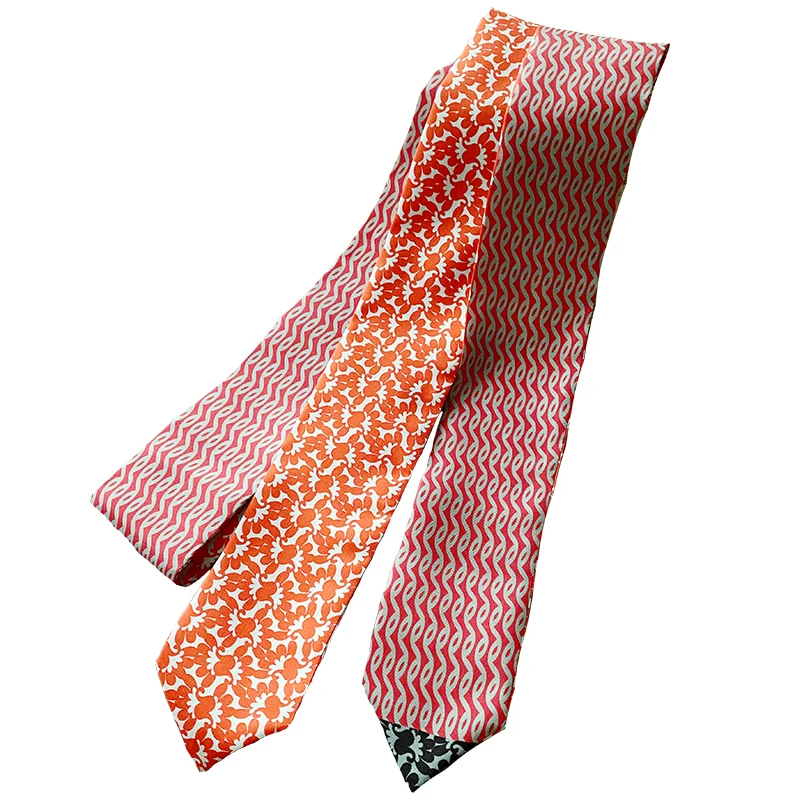 10 pieces Sharp corner Real Pure  Silk Twill Scarf 6*156cm Fashion Bag Handbag Handle Ribbon Scarf Package Band Hair Head