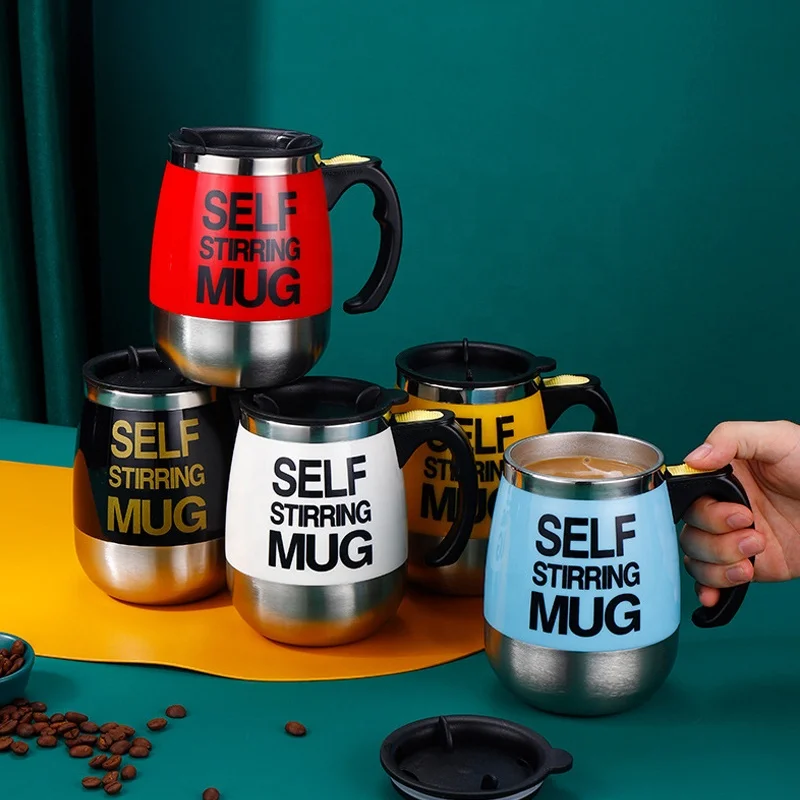 Stainless steel magnetic turbine self stirring mug auto mixing coffee cup custom