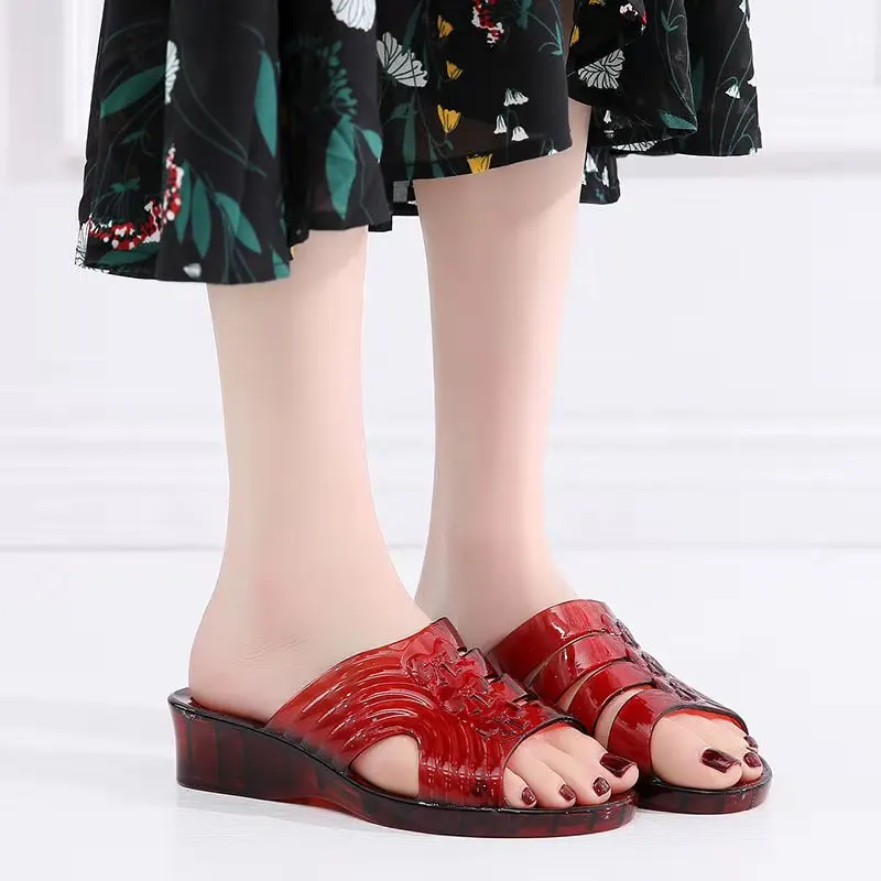 
ladies crystal PVC jelly slide sandals women slippers 