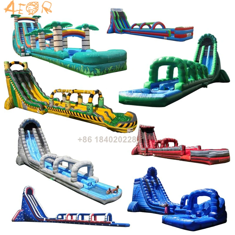 PVC water slide with pool commercial used large adult inflatable water slide for sale
