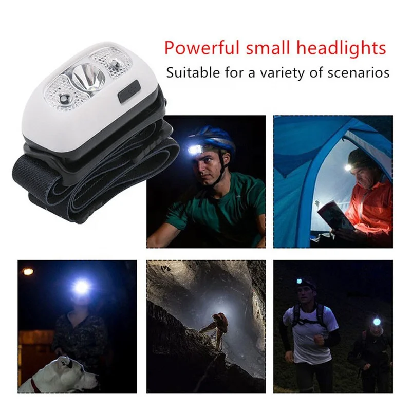 Led waterproof outdoor headlamp motion sensor head mounted rechargeable lamp with USB suitable for camping, running and cycling