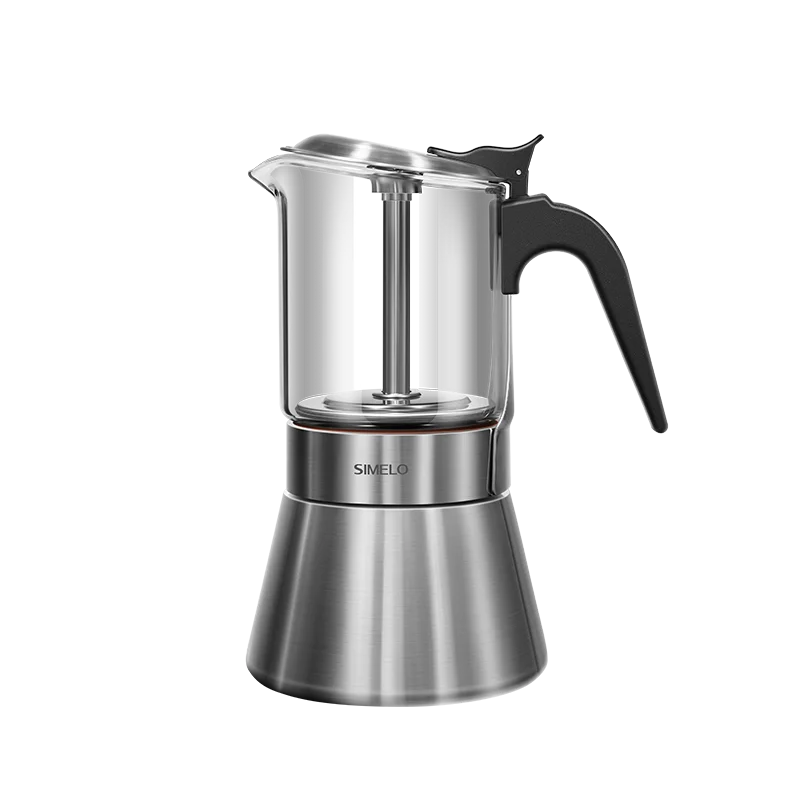 SIMELO 240ml Visual Glass Mocha Coffee Pot Available induction cookers Dual Valve High Pressure Espresso mocha pot