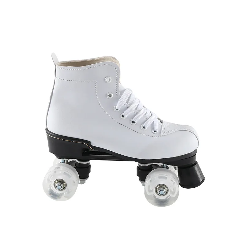 Double row the skating shoes White roller skates beginner skates four-wheel