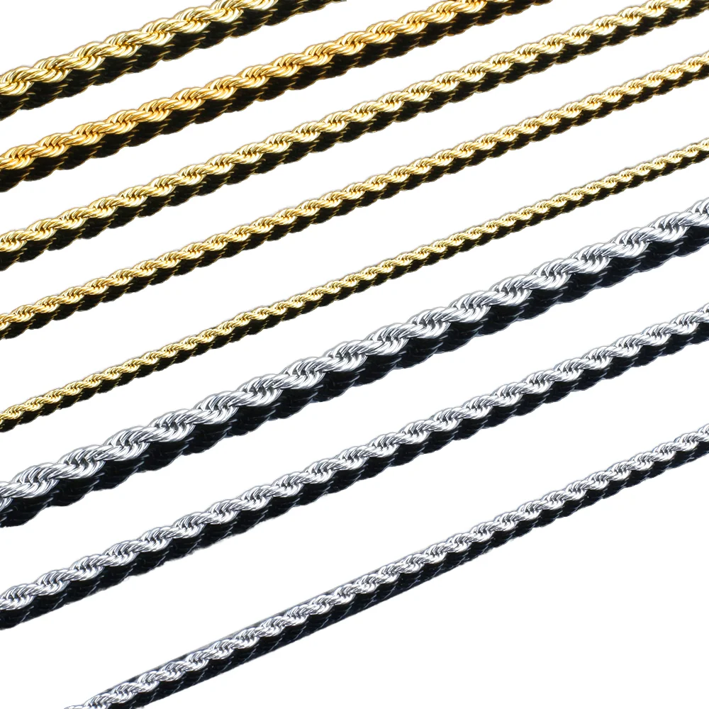 Мужские золотые ожерелья rope chain Мода из нержавеющей стали ожерелье позолоченное 18K золотую цепочку нанесение логотипа на ваш выбор