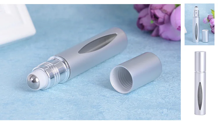 MUB - 10ml Aluminum Perfume Bottle Steel Roll-on For Essential Oil Mini Travel Refillable Case Bouteilles Produits Cosmetique