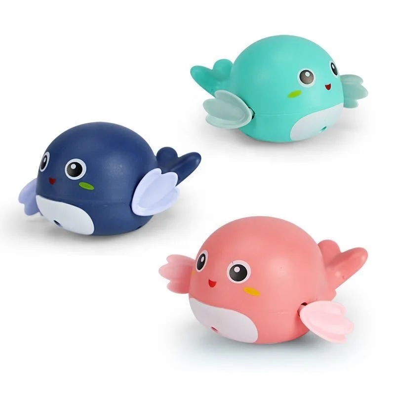 
2021 Bathroom classic clockwork animal toys baby bathtub interactive wind up swimming lovely dolphin floating bath toys 