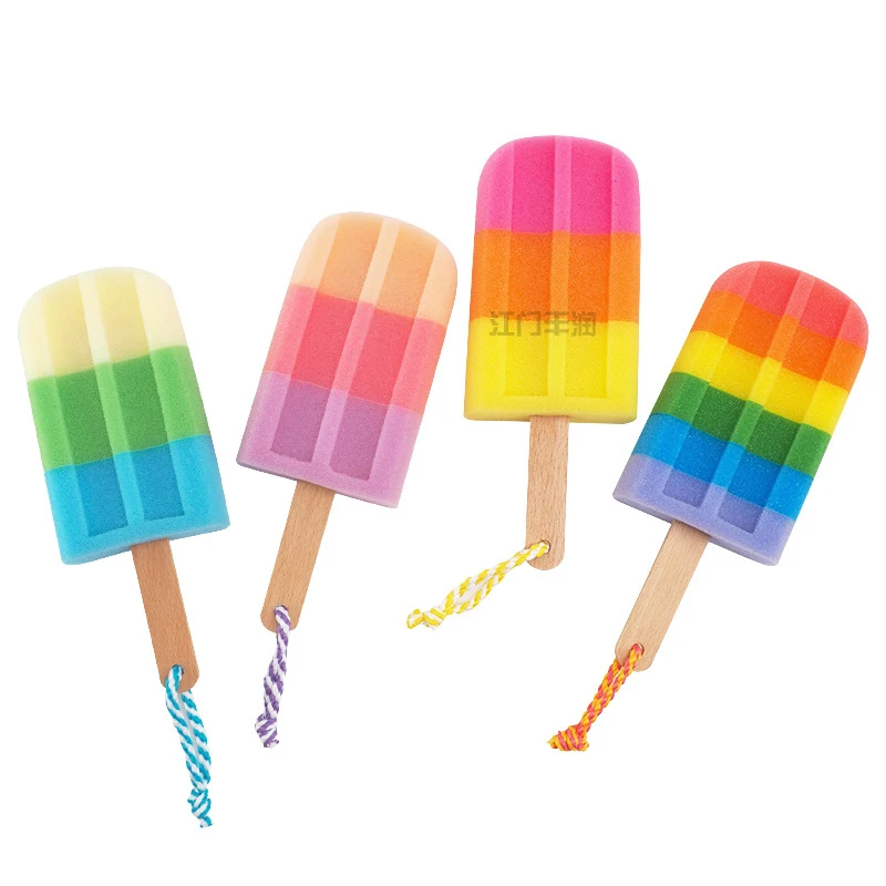Wholesale New Design Large size custom ice cream shape body cleaning kids bath brush sponge