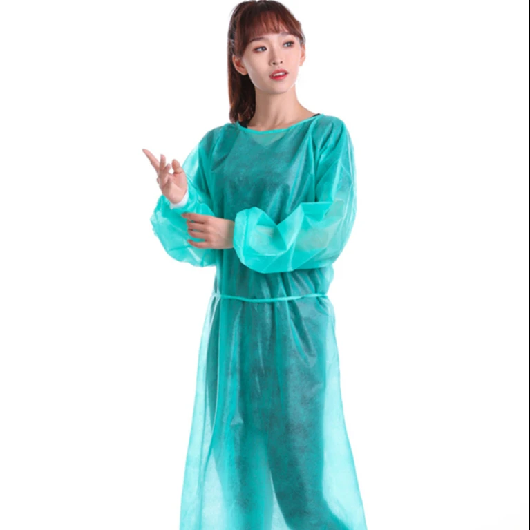 Wholesale explosion of promotion disposable PE  dust-proof round collar surgical medical use isolation gown