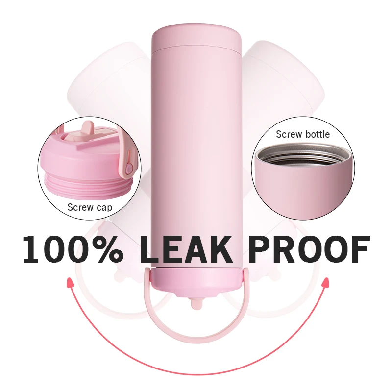 High Quality Outdoor Gym Stainless Steel Water Bottle BPA free Custom Logo 18oz Bottle with Handle and Straw