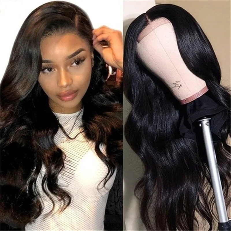 Body Wave Glueless Wig with Black Natural Color Virgin Human Hair Cuticle Aligned HD Transparent Swiss Lace Frontal