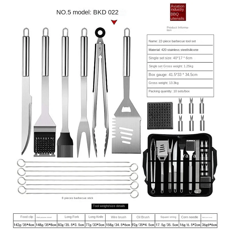 many style Basics 32pcs Bbq Grill Accessories Stainless Steel 420 Barbecue Tools Set For Outdoor Camping and party BBQ tool