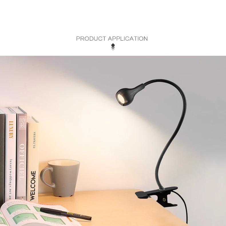 USB Power Flexible Reading LED Light Clip-on Beside Reading Lamp Bed Desk Study Room Bedroom Travel USB Table Book Lights