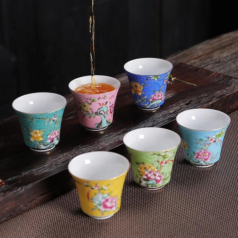 Factory wholesale Chinese tea sets bone china tea cups 6 cups gift box packaging