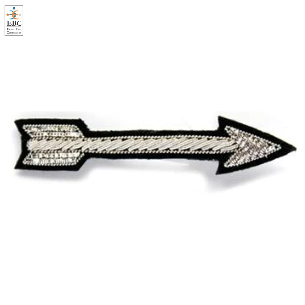 OEM Fashion Bullion Wire Embroidery Heart Brooch in Shiny Gold White Red Purple or Customized Colors Designs and Sizes Blazer