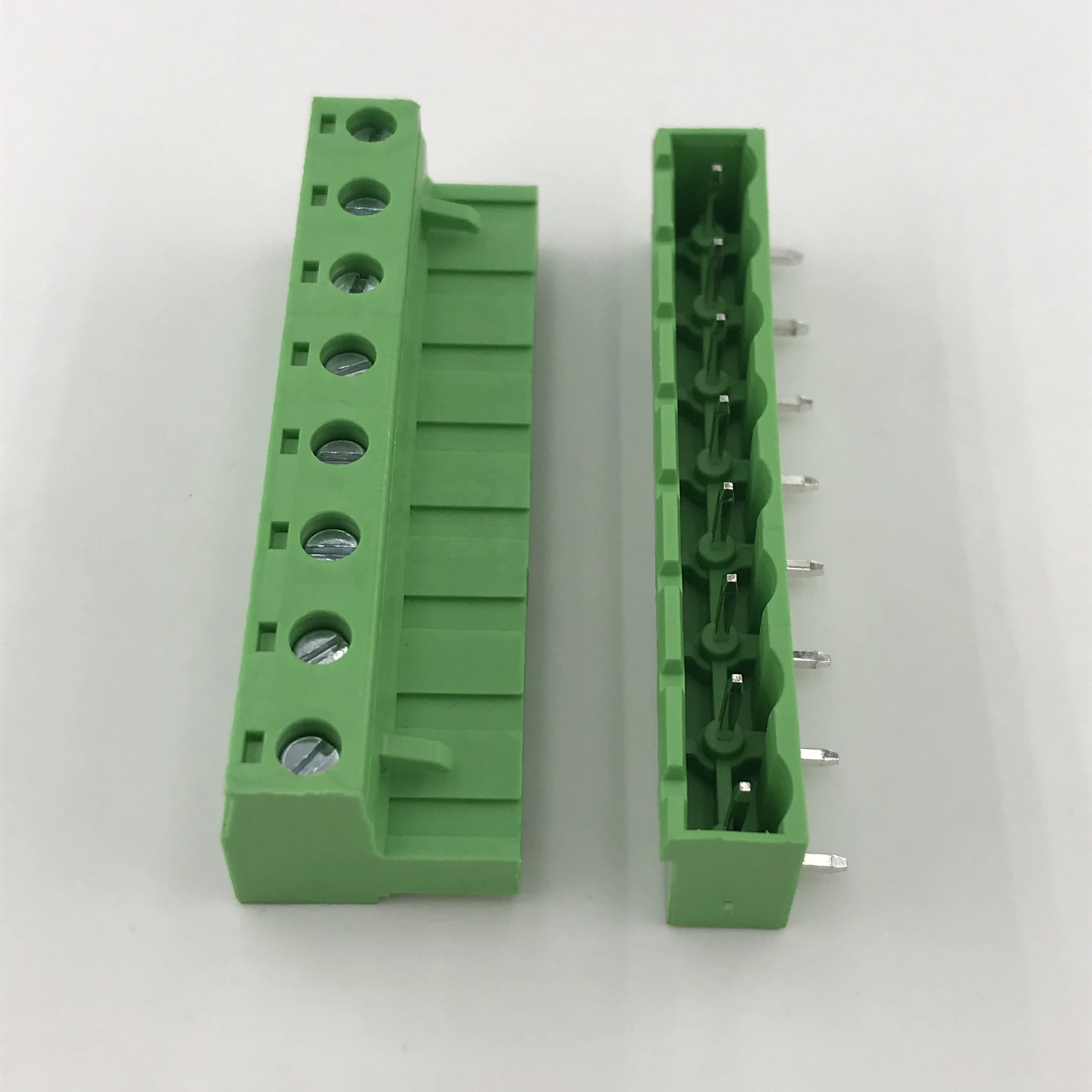 8 ways 7.62 pitch phoenix pluggable terminal block male and female XK2EDGK+RC-7.62-8P right angle pin closed all side