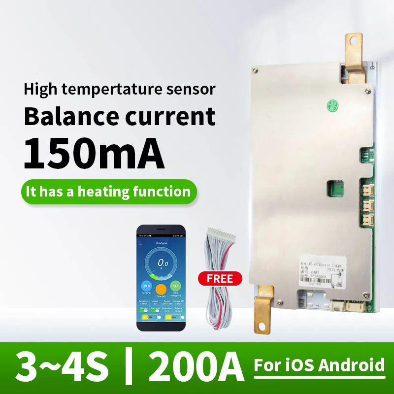  4s lifepo4 12v 100a/120a/150a/200a Смарт bms с BT/UART/RS485 и датчик