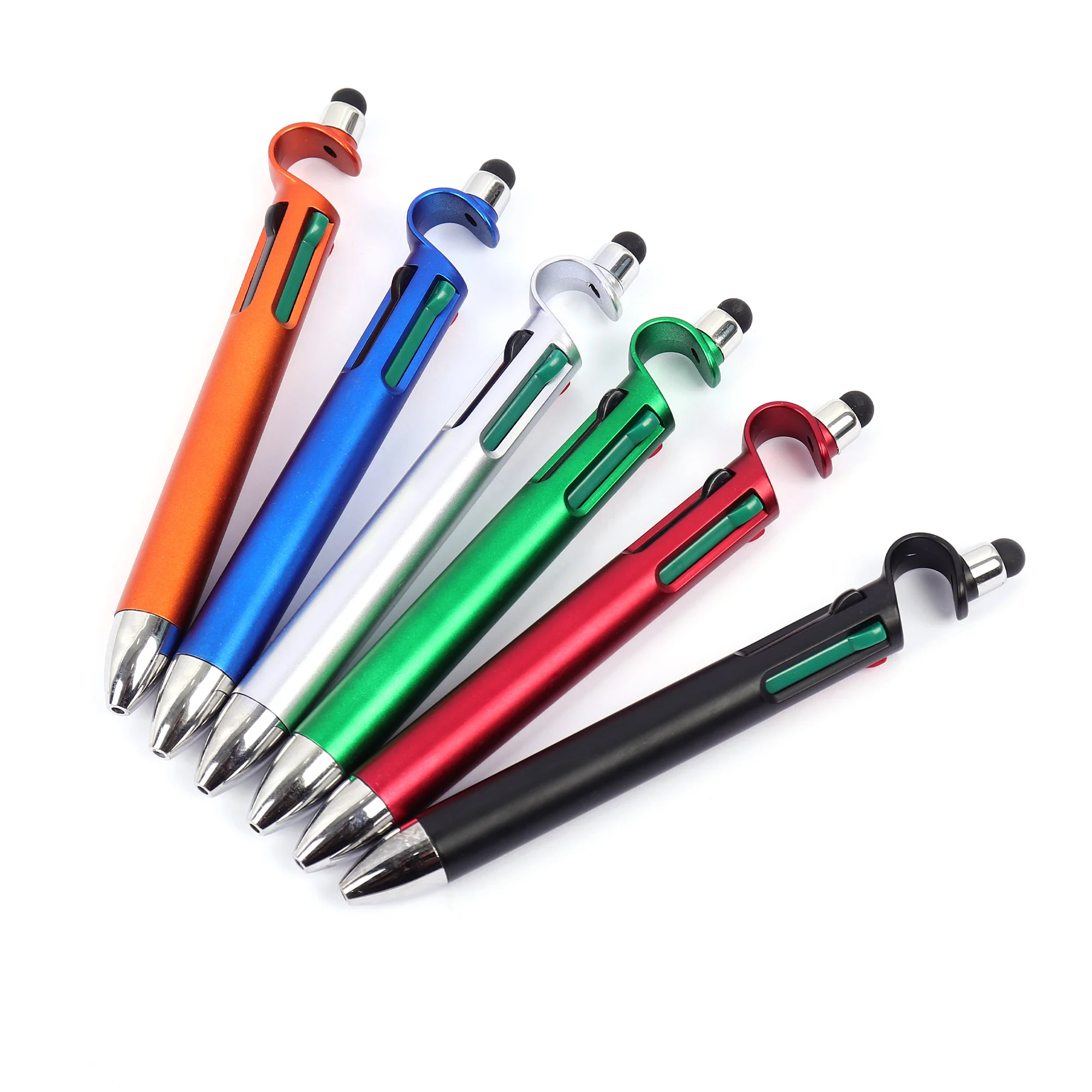 Wholesale screen soft touch stylus pens phone holder office gel pen  Multi-Color 3 in 1 multi function pens with custom logo