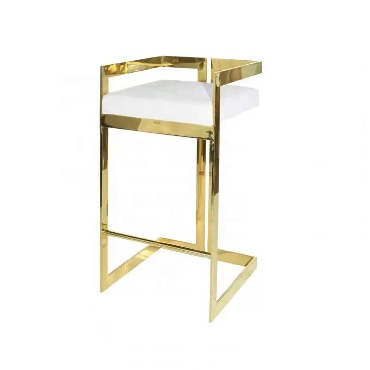 Modern Simple and Luxury Stainless Steel Bar Chair, Bar Home Front Desk Island Platform High Bench