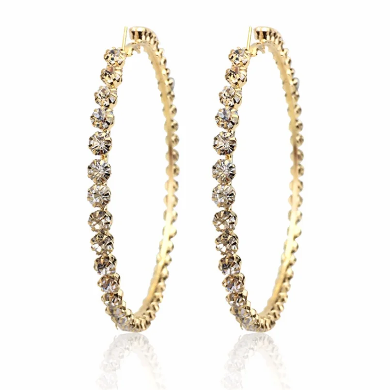  Новые трендовые серьги-кольца в стиле Рианны Большие Позолоченные с кристаллами и бриллиантами для вечеринки свадьбы женские