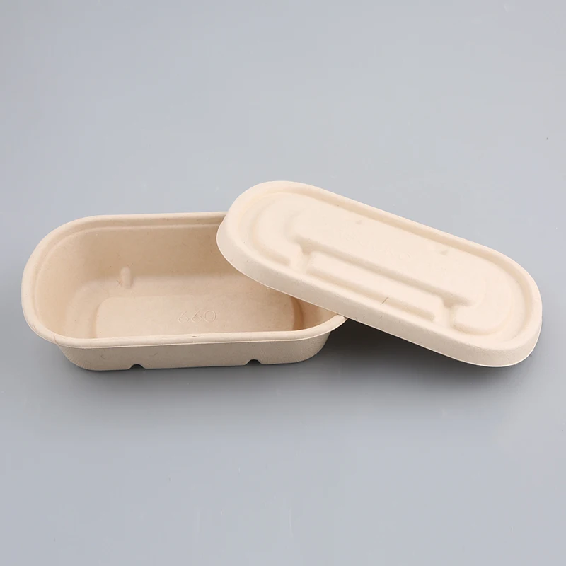 Compostable Eco Fast Food Packaging 6 Inch Flip Top Takeout Paper Container Disposable Bagasse Burger Box