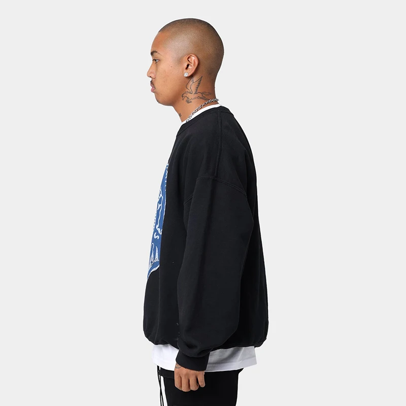  WKER Customized Men New Arrival Antelope Sportswear Stylish Black Print Comfort Sweatshirt