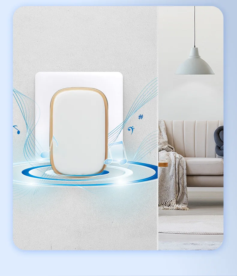 Hot selling EU UK US plug 150m 38 Ringtones Chime Remote Control IP44 Waterproof RF433 Ring Wireless Doorbell