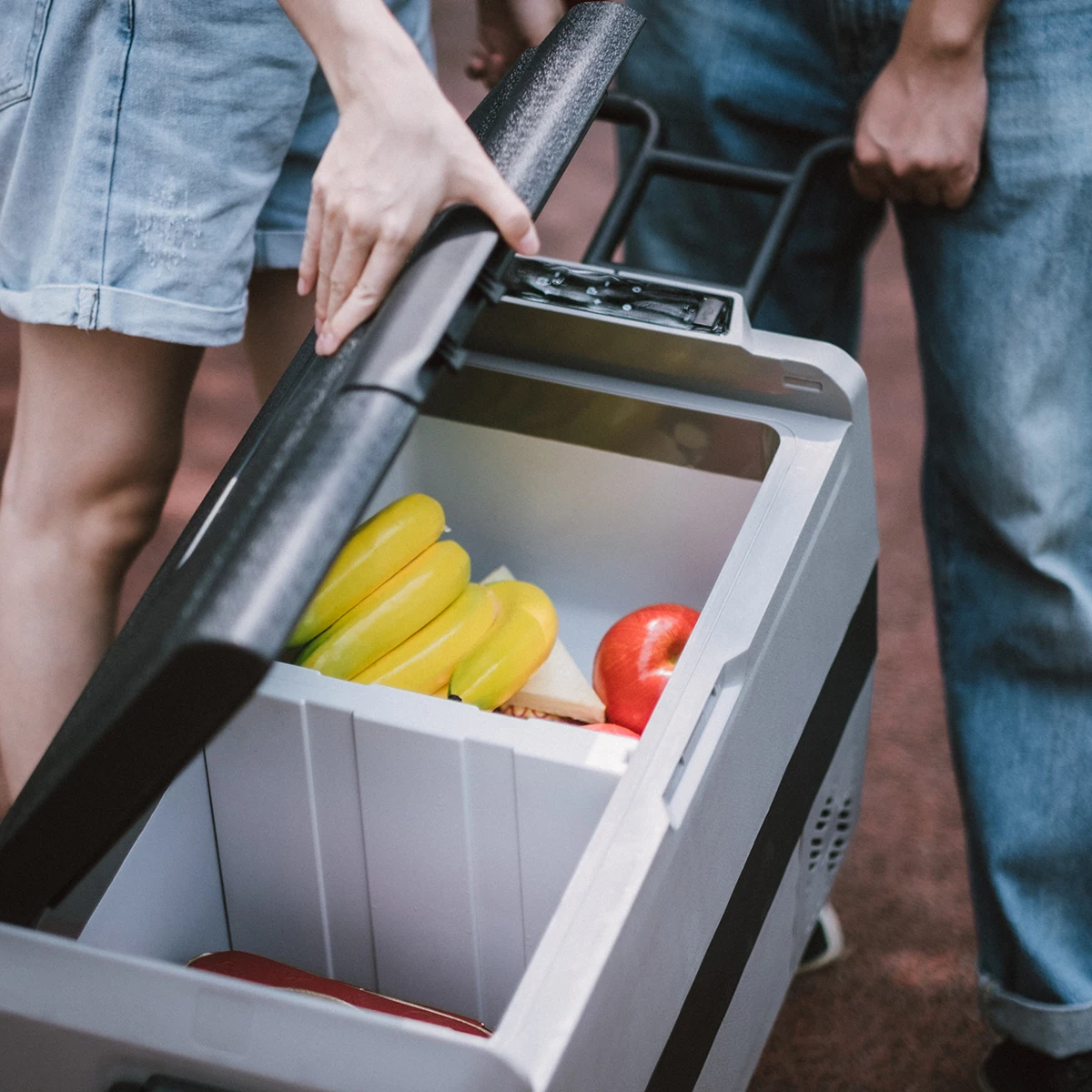 Alpicool 12v Portable Electric Auto Electronics Dual Zone Car Refrigerator with Wheels and Handle