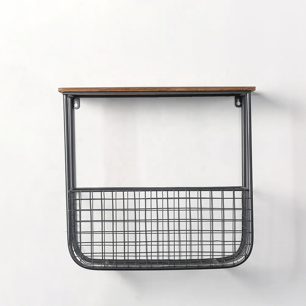 Kitchen Bathroom Metal Floating Shelf Black Wall Mounted Shelves,Home Decor Floating Wall Mounting Storage Wood Shelf