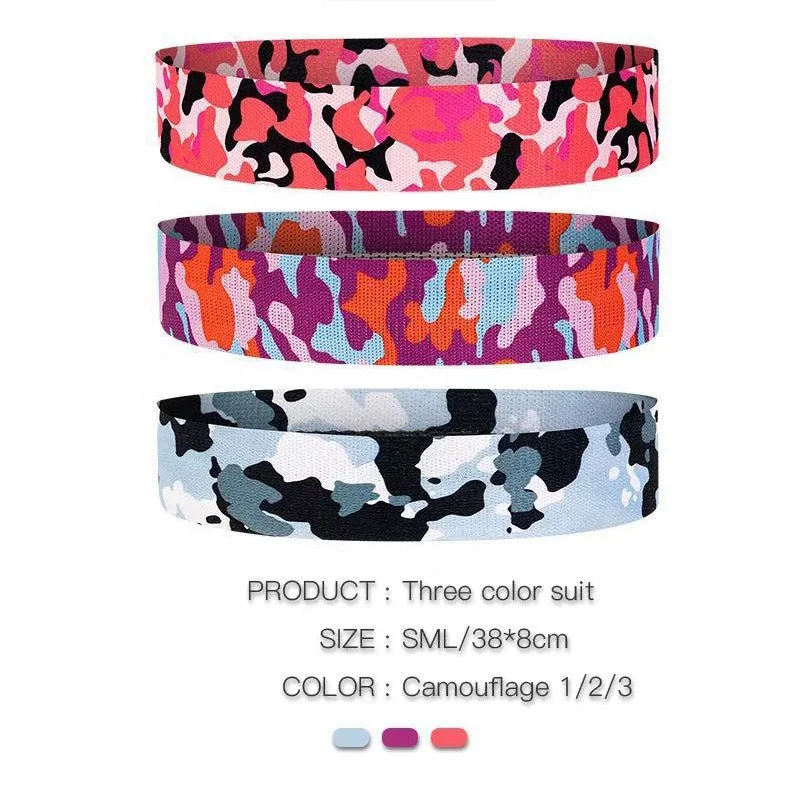 Custom Printing Fabric Leopard Print Exercise Fitness Hip Loop Booty Resistance Bands Set
