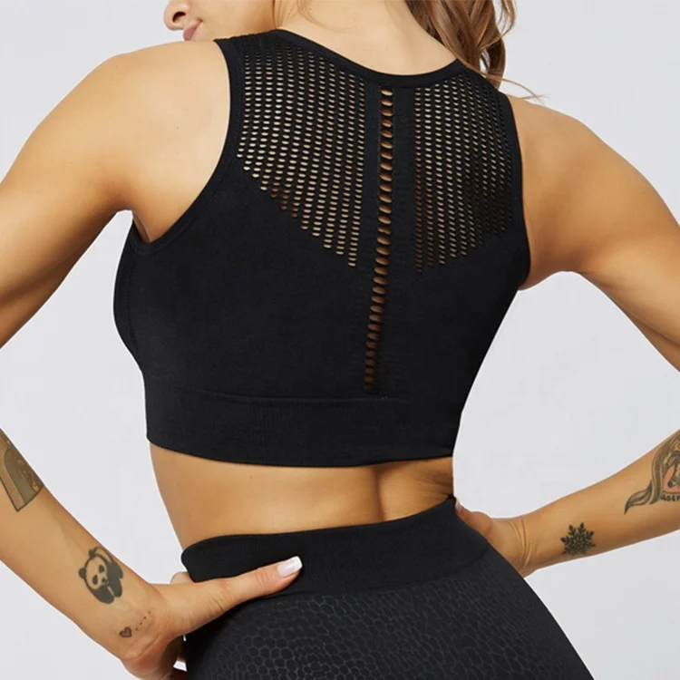 Wholesale yoga wear longline sports bra top women seamless sport bra