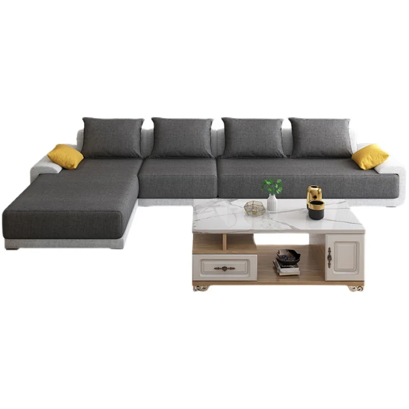 Nordic L Shape Sofa Apartment Simple 3 Seater Sofa Bed Light Luxury Furniture Combination Relaxing Sofa Set Living Room Modern