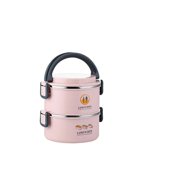 
TWO LAYERS High Quality leakproof compartment bento Stainless Steel Food Storage Container Cute Lunch Box With Cutlery 