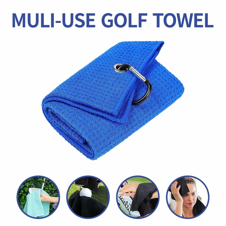 Customized Microfiber Waffle Magnetic Golf Towel Waffle Sublimation With Hook