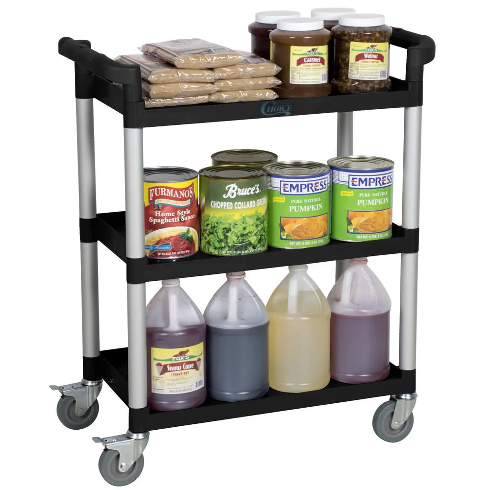 Commercial 3 Tiers Plastic Service Trolley Kitchen Plastic Dining Cart