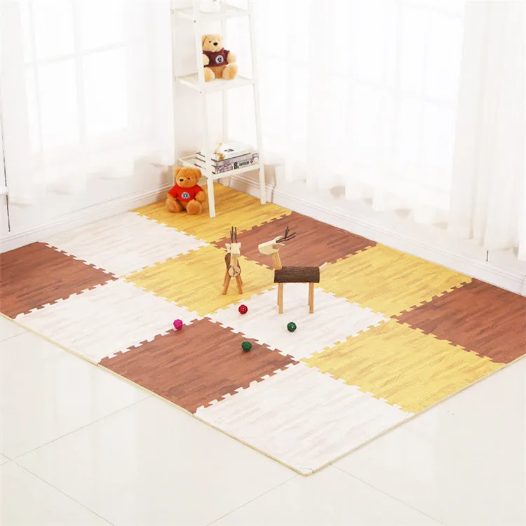 EVA Soft Foam Wood Effects Interlocking Floor Play Mats Tiles Set for Baby Play Games Crawling Mat Kids Playmat
