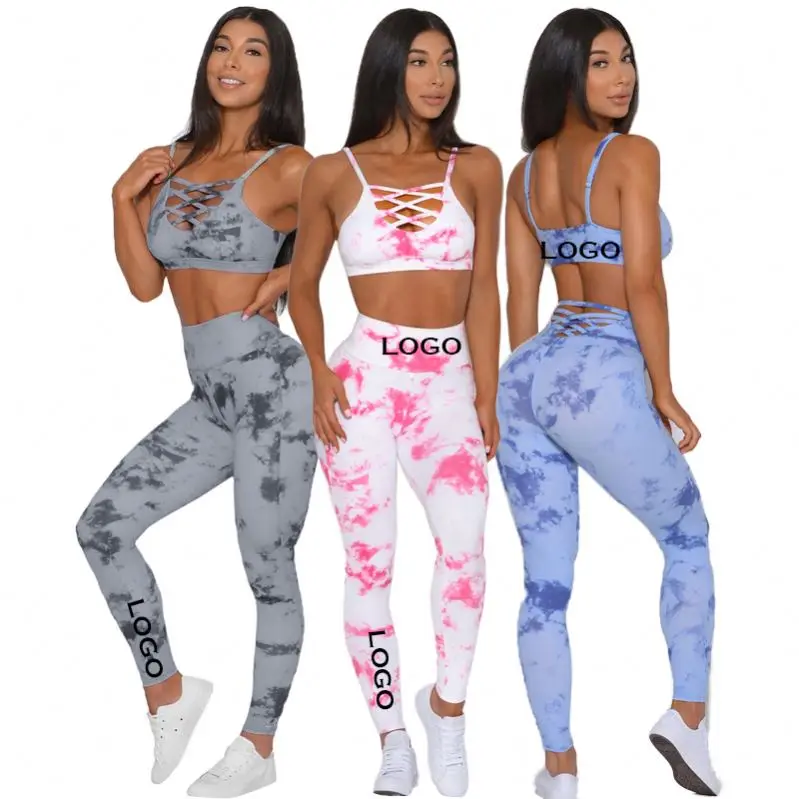 
High Quality Yoga Sports Suit High Waist Fitness 2 Piece Women Sport Bra and Leggings Set 