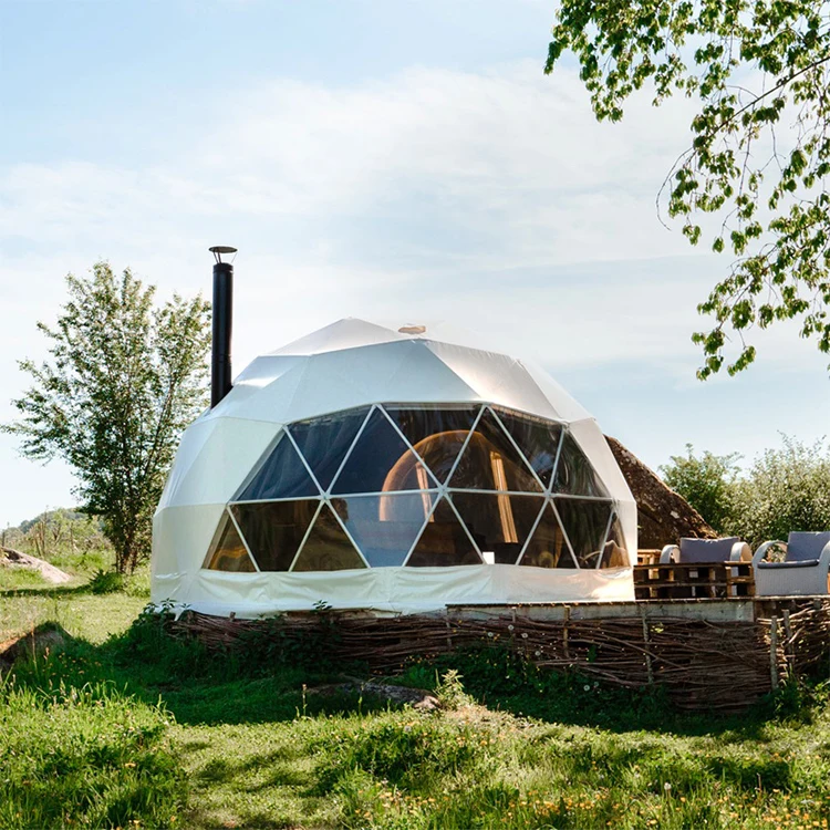 Outdoor Glamping Tent Dome Luxury Camping Geodetic Tent 8M Resort Dome Tent