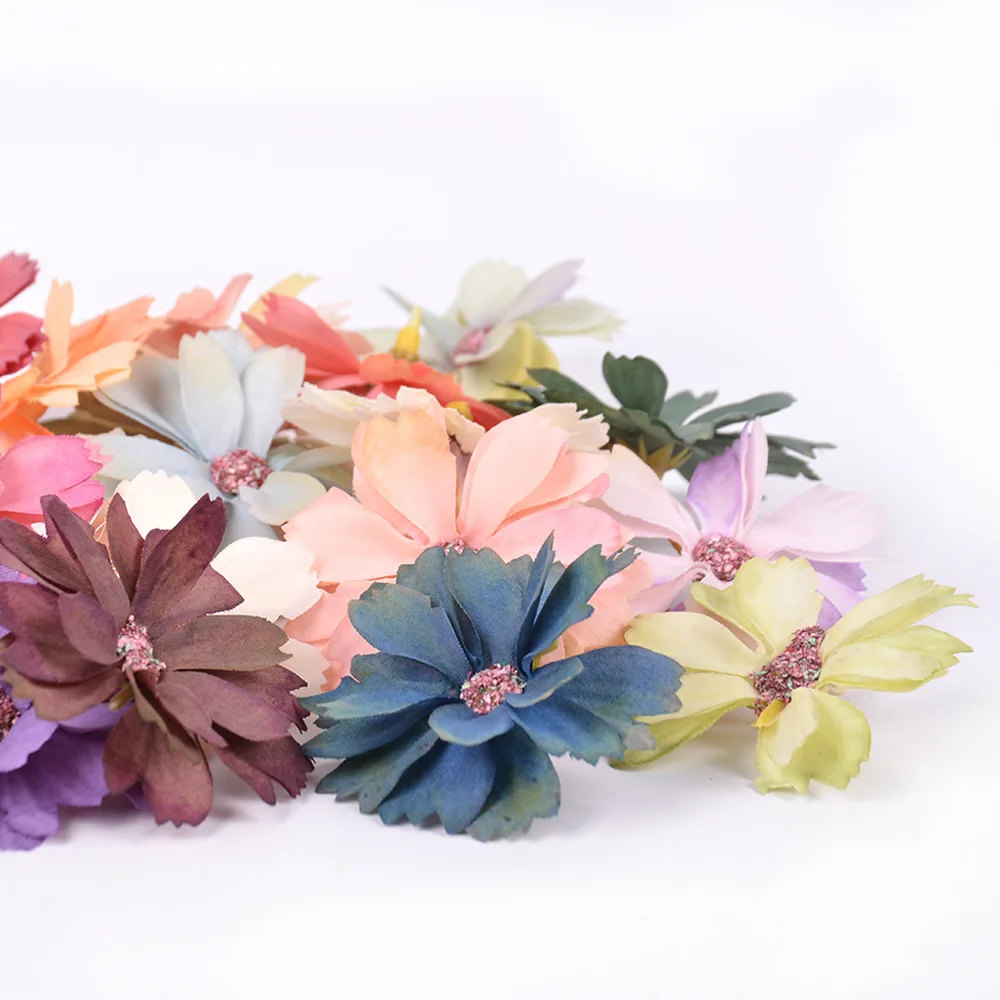 
Custom Simulation flower diy multi-layer daisy flower head six-petal Artificial Flower Heads for wedding decoration 