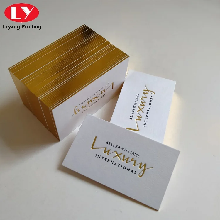 Custom Gold Foil Edge Border Cotton Thick Cardboard Paper Letterpress Business Card with Logo Printing