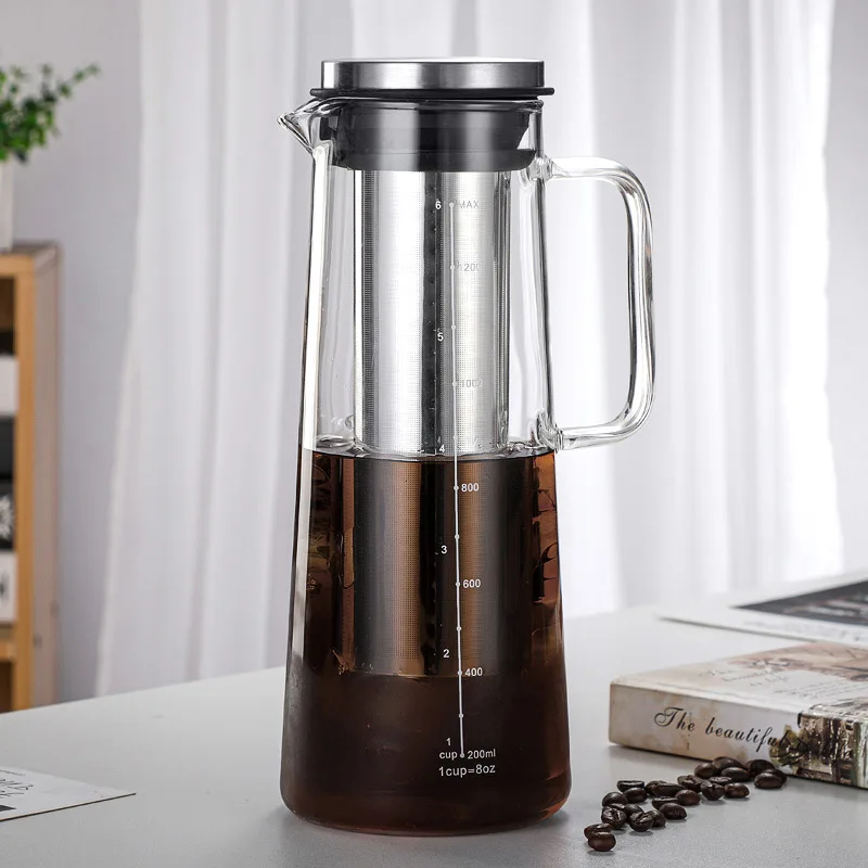1000ml1400ml Cold Brew Iced Coffee Maker Tea Infuser with Spout Brewing Glass with Removable Stainless Steel