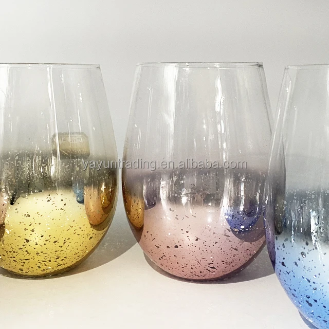 Unique egg shaped electroplating dream star sky glass juice drink colored cups