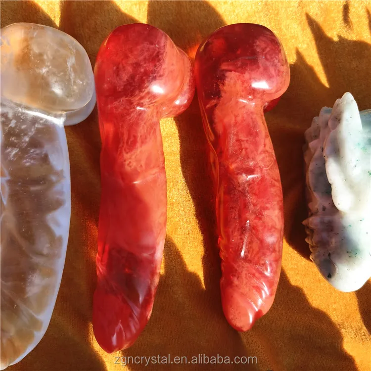 Robin Crystal natural clear quartz red smelting stone crystal wand dildo penis massage yoni healing stick for women sexy toys
