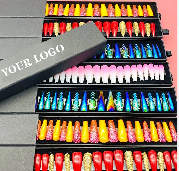 Tstory 2021 оптовая продажа, модные искусственные ногти для дизайна ногтей, накладные ногти с логотипом на заказ, упаковочная коробка
